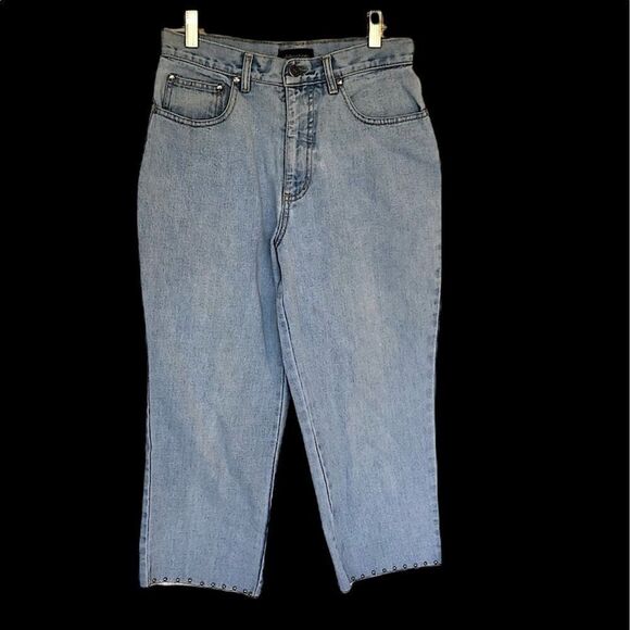 XHILARATION light wash wide leg crop denim jeans silver studs size 5 small - Picture 2 of 13